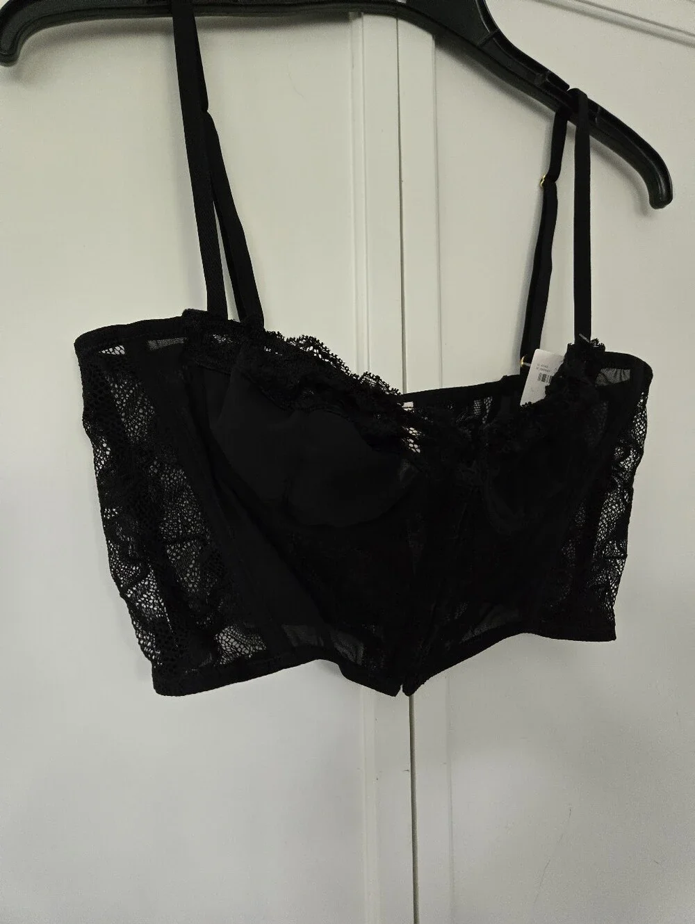 NWT Anthropologie Black Lace Bustier Crop Top